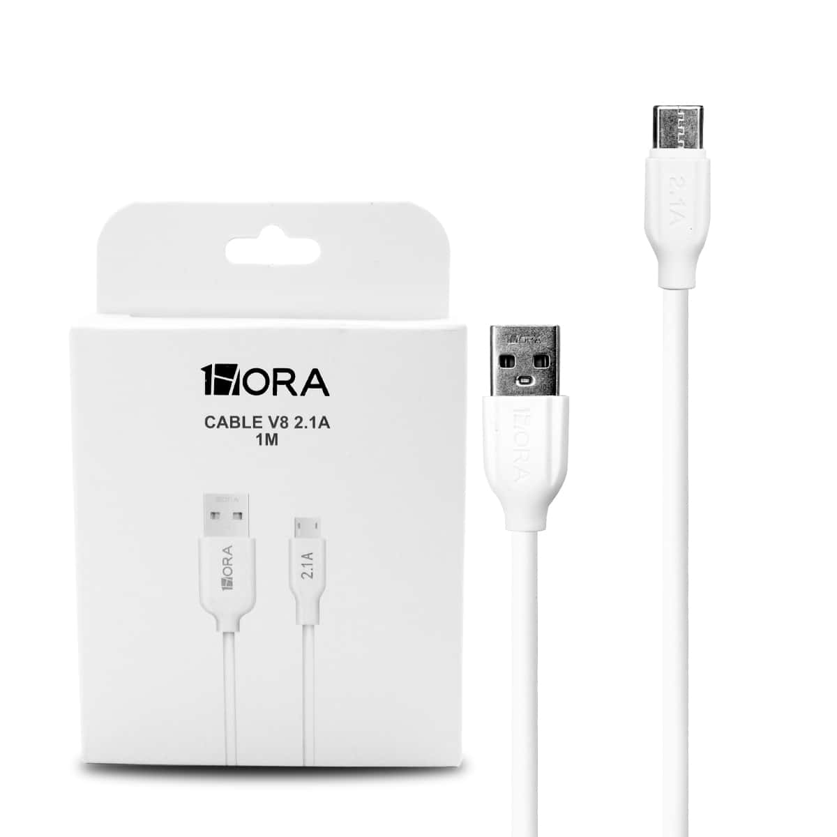 CABLE USB V8 1HORA 2.1A CAB236 1M BLANCO