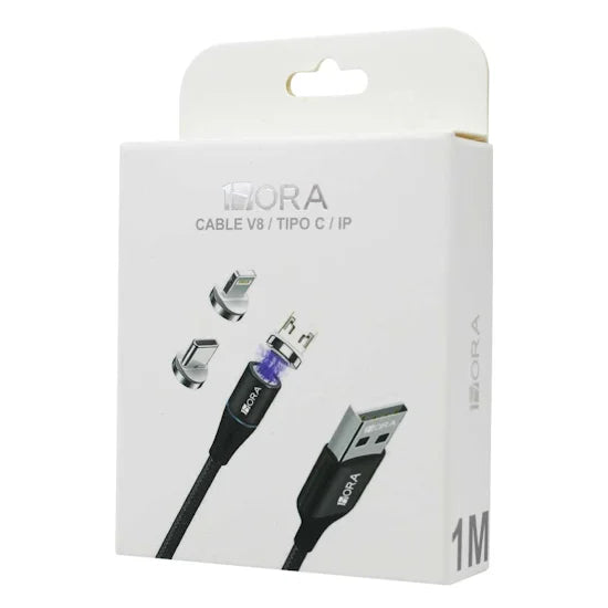 CABLE MAGNETICO V8 / TIPO C / LIGHTNING 1HORA CAB253