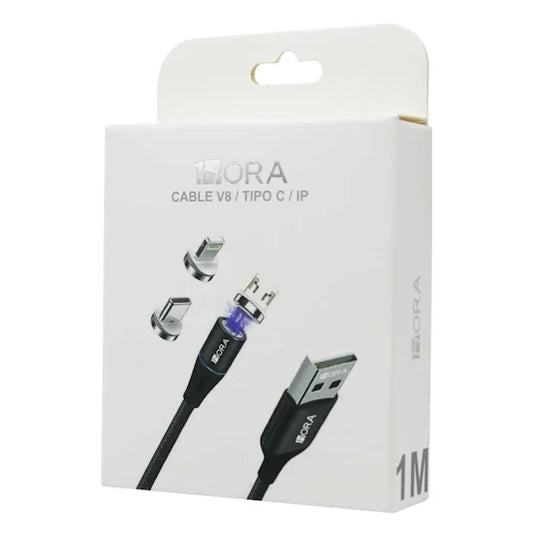CABLE MAGNETICO V8 / TIPO C / LIGHTNING 1HORA CAB253
