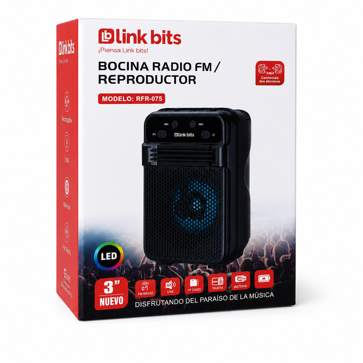 BOCINA RADIO FM / REPRODUCTOR LINK BITS RFR-075 3 PULGADAS