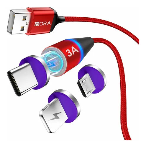 CABLE MAGNETICO V8 / TIPO C / LIGHTNING 1HORA CAB253