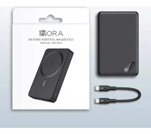 POWER BANK BATERIA PORTATIL MAGNETICO 5000MAH 1HORA GAR276 NEGRO