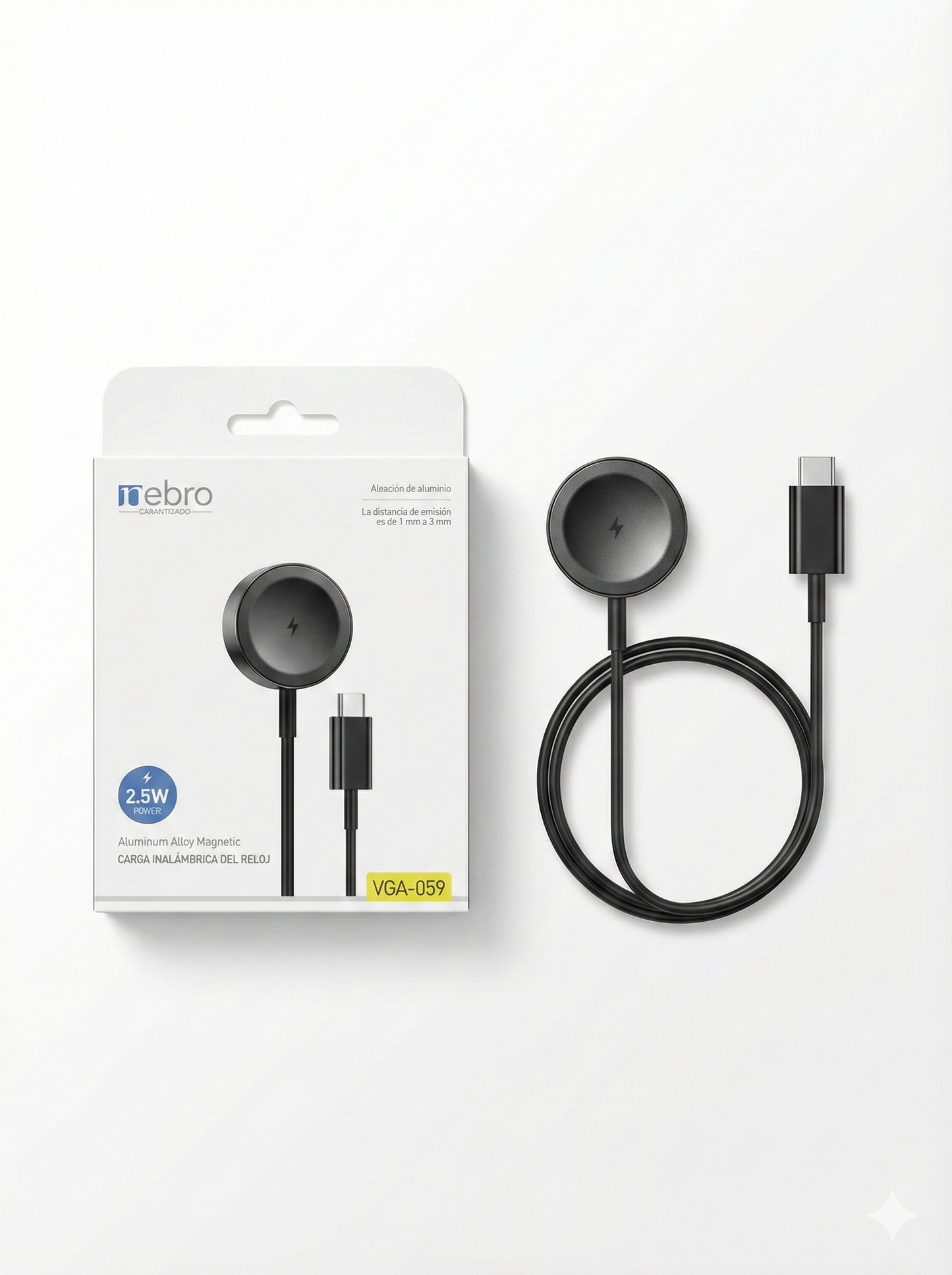 CARGADOR MAGNETICO SMARTWATCH/IWATCH TIPO C NEBRO VGA-059