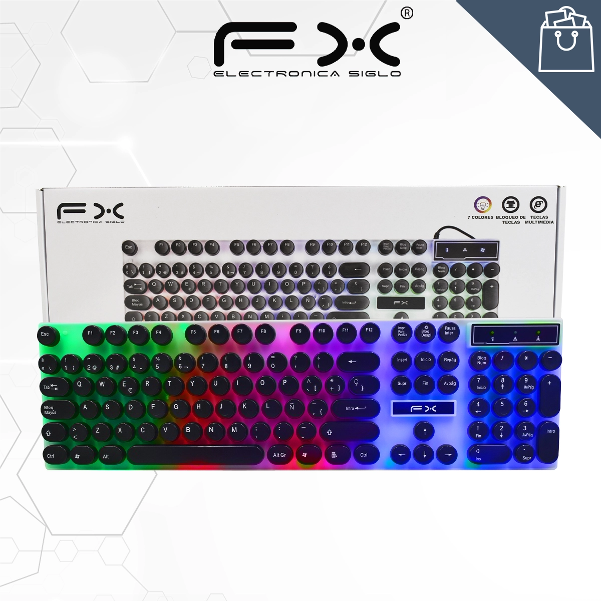 TECLADO GAMER FX TEC-FX560 USB CON ILUMINACIÓN RGB