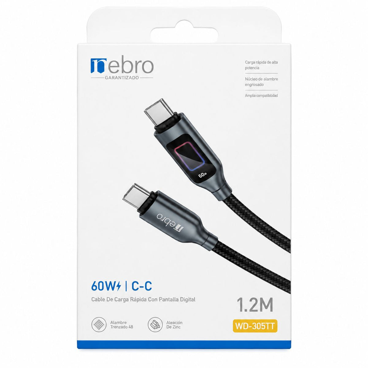 CABLE USB-C A USB-C NEBRO WD-305TT 60W