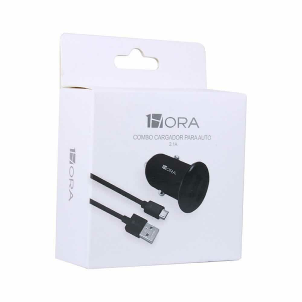CARGADOR PARA AUTO V8 USB 1HORA GAR111 NEGRO