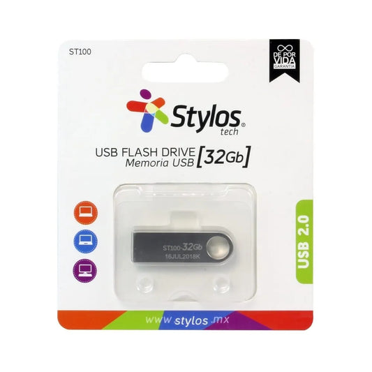 MEMORIA USB STYLOS 32 GB ST100 METALICA