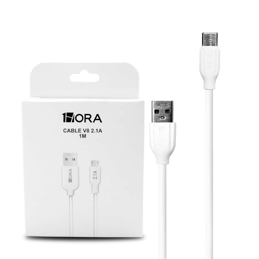 CABLE USB  V8 1HORA 2.1A  CAB236 1M BLANCO