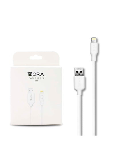 CABLE USB A IP 1HORA 2.1A CAB238 1M BLANCO