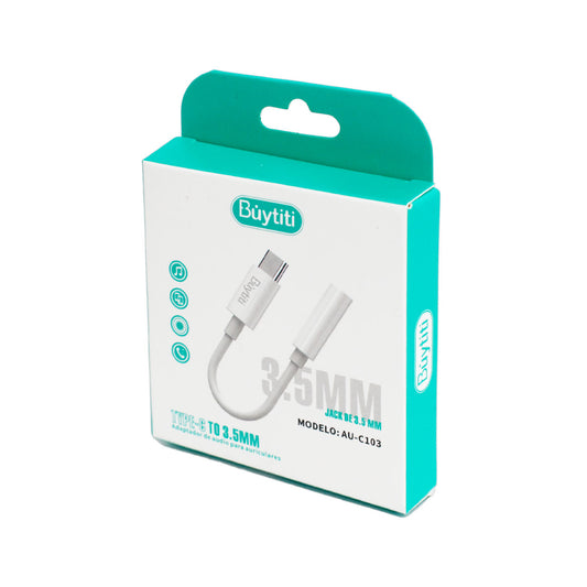 ADAPTADOR TIPO C A AUX 3.5 BUYTITI C103 BLANCO