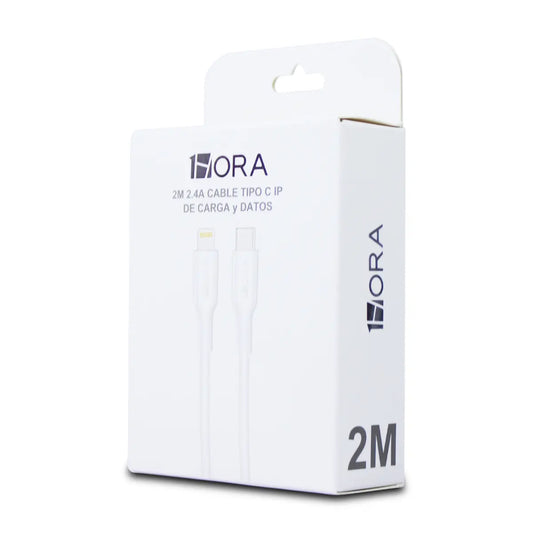 CABLE TIPO C A IPHONE LIGHTNING 2M 1HORA CAB271 BLANCO