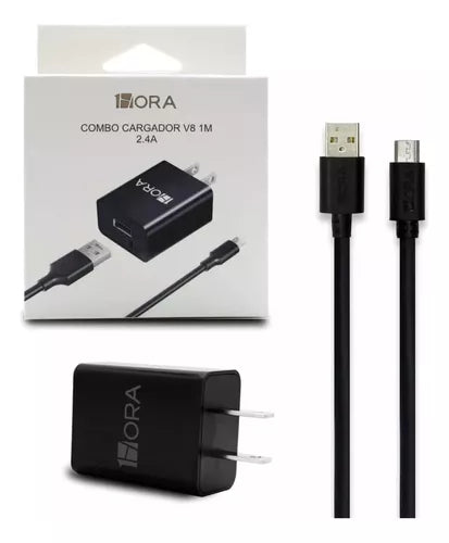 COMBO CARGADOR USB V8 2.4A 1HORA GAR124 1M