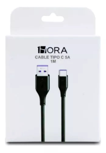CABLE USB TIPO C 5A 1HORA CAB268 1M NEGRO