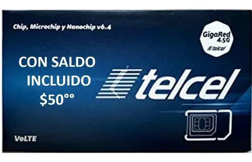 CHIP TELCEL PAQUETE 50