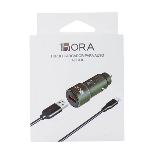 CARGADOR PARA AUTO USB A TIPO C 1HORA GAR116