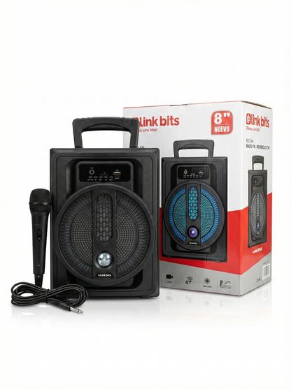 BOCINA INALAMBRICA LINK BITS CON MICROFONO 8″ 10 W RFR263 SA8056T