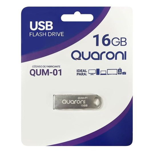 MEMORIA USB 16 GB QUARONI QUM-01 METALICA